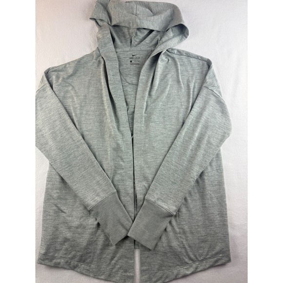 Nike Dri-FIT Open Front Hoodie Cardigan Women's Size S Gray Athletic Top - Picture 1 of 9